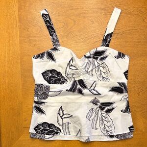 White House/Black Market:  Black and White Leaf Print Camisole NWT